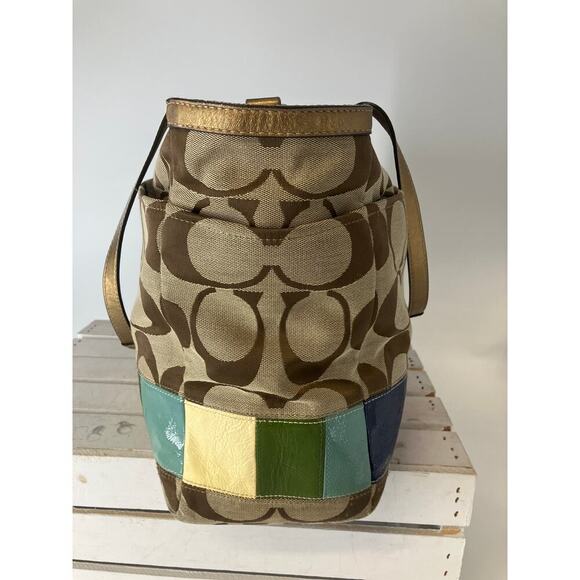 COACH F15587 SIGNATURE PIRNT CANVAS MUTI TRIM DIAPER BAG - Picture 3 of 16